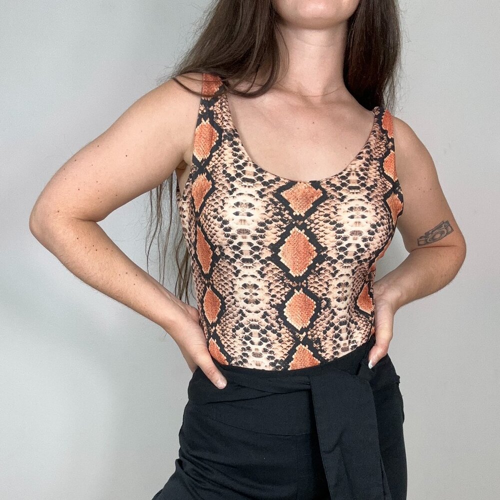 *Gaze Orange Snakeskin Bodysuit